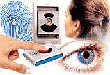 Biometrics, iris and fingerprint scan